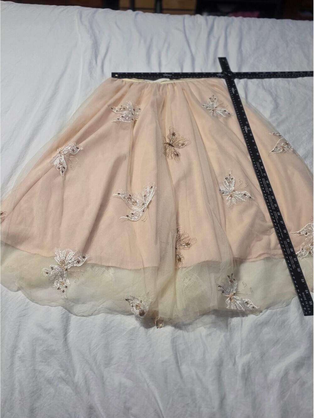 Tulle Butterfly Embroidered Midi Skirt